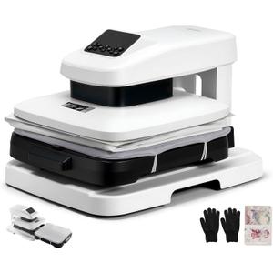 VEVOR Auto Heat Press Machine 15 x 15 inch T-Shirt Press Machine White