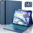 CHESONA for iPad Air 13 Inch (M4 2026/M3 2025/M2 2024) & Pro 12.9 Inch(6th/5th/4th/3rd) Case with Keyboard - Multi-Touch Trackpad, Stain Proof Case, Detachable Keyboard with 7 Colors Backlit,Navy Blue