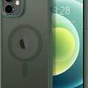 Anuck Case for iPhone 12 Case Magnetic Phone Case Compatible with MagSafe, Soft TPU Bumper Hard Translucent Matte Back Slim Fit Shockproof Protective Cover for Men Women Girls - Dark Green