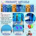 2 x 4 Packs Total 39 Ft Parade Floats for Trailer Car, Orange Blue Foil Fringe Garland Tinsel Blue Dog Themed Streamers Hanging Banner Table Skirts for Graduation Homecoming Birthday Dog Themed Party