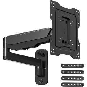 Full Motion TV Wall Mount for 13-55 Inch Flat or Curved TVs, Wall Mount TV Bracket with Articulating Gas Spring Arms, Extension, Tilt, Swivel, Leveling, Holds 11 to 46.3lbs,Max VESA 400x400mm