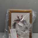 ARPEOTCY Gold Framed Canvas Wall Art, 12x16 Inch Vintage Christmas Wreath Print, Holiday Wall Decor with Red Bow and Greenery for Living Room, Entryway, or Festive Home Decoration