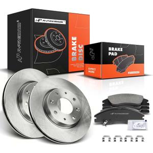 A-Premium 10.83 inch (275mm) Front Vented Disc Brake Rotors + Ceramic Pads Kit Compatible with Select Kia Models - Spectra 2004-2009, Spectra5 2005-2009, 2.0L, 6-PC Set