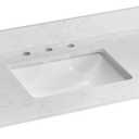 48x22 Vanity Top with Sink, Belly White Engineered Stone Counter Top with Middle Undermount Sink& Backsplash,8in. Faucet Hole Spacing Vanity Sink Top