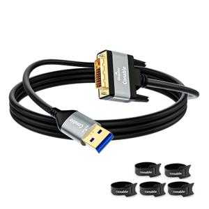 USB to DVI Adapter Cable 10 FT, Unidirectional USB-A 3.0 to DVI HD Audio Video Cable, Real 1080P@60Hz, for TV, Projector, Monitor, Only Support Windows 11/10/8/8.1/7, Mac OS, Need to Install Driver