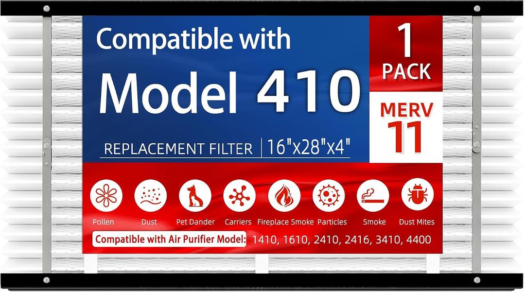 1 Pack, 410 Replacement Filter, Compatible with AprilAire 410 Whole House Air Purifiers Models,1410,1610,2410,2416,3410,4400,MERV11 HVAC Furnace Filter Replacement,Actual Size:16"x28"x4" Air Filter
