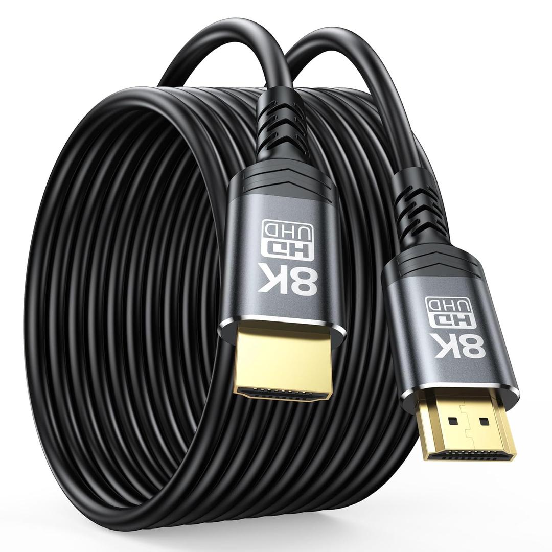Long HDMI Cable 20 FT 8K, HDMI 2.1 Cable 20 Foot High Speed HDMI Shielded Cord (48Gbps, in-Wall CL3 Rated, 8K@60Hz, 4K@120Hz, HDCP2.2&2.3, HDR, eARC) for Roku TV/Laptop/PS5/Monitor/HDTV/PC