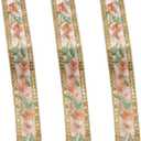 10 Yards White Floral Jacquard Ribbon Boho Gold Metallic Flower Embroidered Fabric Ribbons Sequin Vintage Ethnic Woven Applique Trim for Sewing Making Crafts Christmas Invitations Wedding