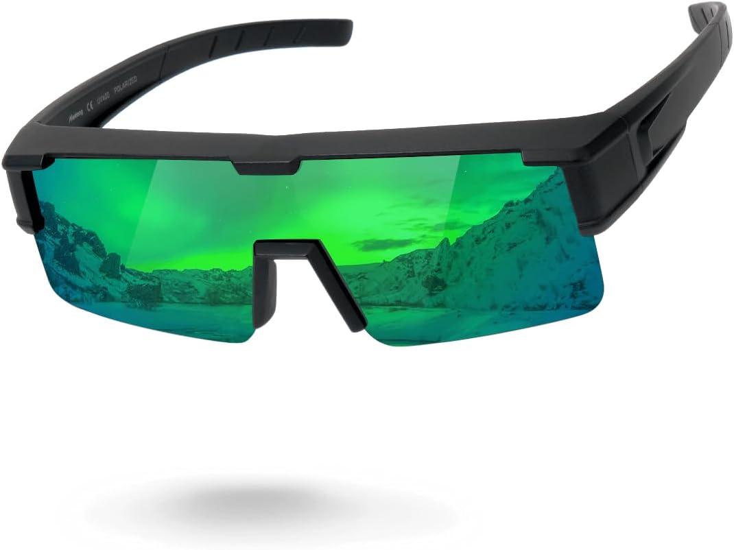 Meeloog Polarized Fit Over Glasses Sunglasses for Men Women, UV Protection Sports Wrap Around for Driving Cycling Fishing