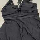 Daci Black Plus Size One Piece Swimsuits for Women Flowy Asymmetrical Hem Swim Dress with Bottom 20W