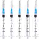 50 Pack 3ml/cc Disposable Luer Lock Lab Syringes with 23Ga 1.0 Inch Needle , Individually Sealed Packed