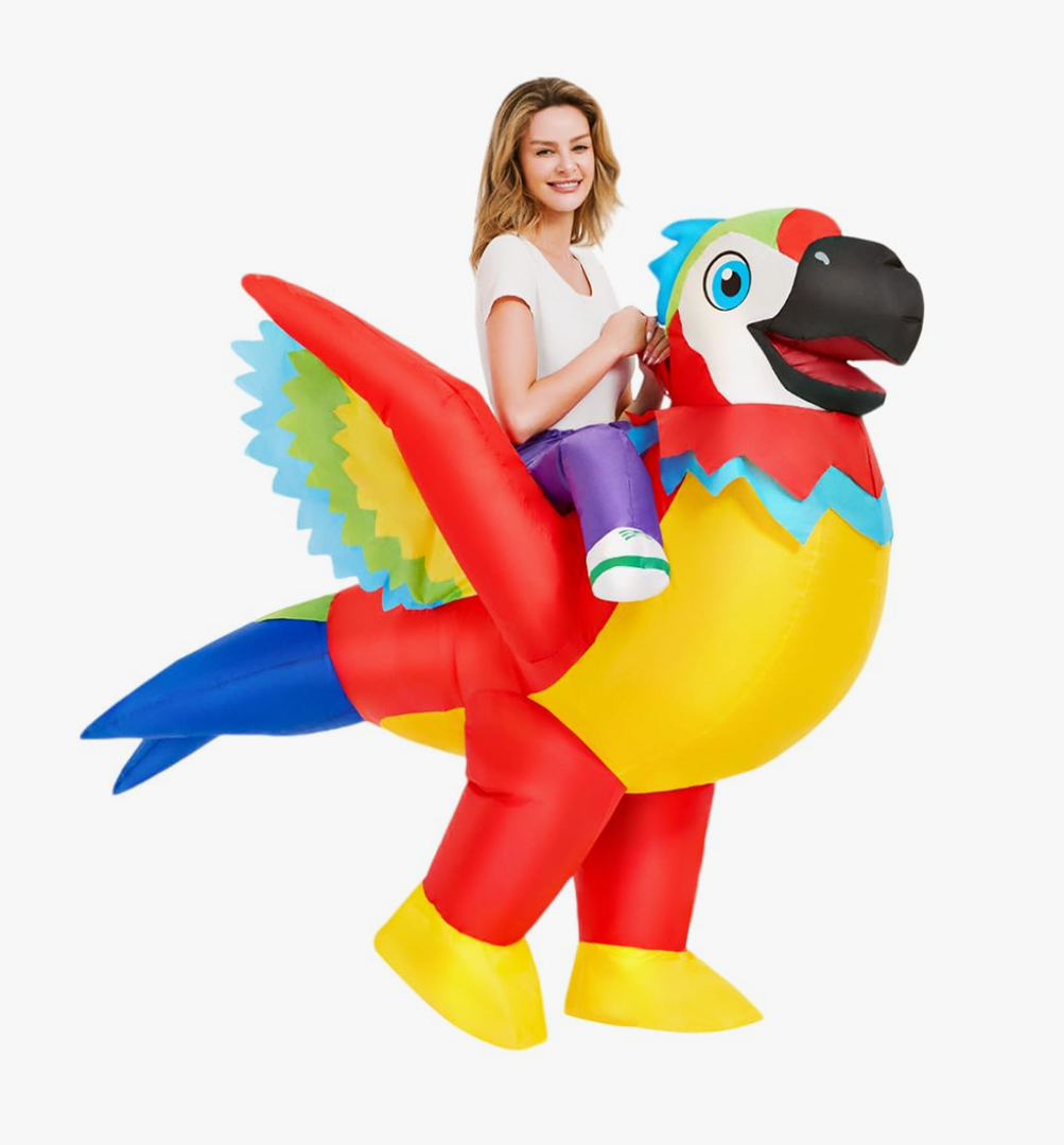 KOOY Inflatable Parrot Costume Adult Parrot Blow Up Costume For Funny Halloween Party Ride On Inflatable Costumes For Men Women, Blow Up Costume For Adults