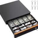Tera 16 inch Auto Open Cash Drawer with Heavy Duty Insert Tray 5 Bill 8 Coin for POS System Removable Cash Tray Media Slot 24V RJ12 Key-Lock (Round Corner) for Small Business Retail 405R