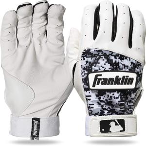 Franklin Sports MLB Youth Batting Gloves - Digitek Camo Baseball + Softball - Premium Leather - Many Sizes + Colors - Youth (Large, Gray/White/Black)