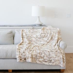 GRACED SOFT LUXURIES Softest Throw Blanket Warm Elegant Cozy Fluffy Thick Comfy Soft Faux Fur for Home, Couch, Sofa, Bed (Marbled Ivory, Large 50" x 60")