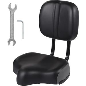 Bike Seat with Backrest,Extra Wide Bicycle Seat with Back Support,Extra-Large Bicycle Seat with Padded PU Cushion Saddle Fit for Tricycle Mountain E-Bike, Includes Installation Tools (Grey)
