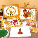 24 Sets Thanksgiving Handprint Crafts Kits for Kids DIY Thanksgiving Hand Keepsake Craft with 3 Large Ink Pads Fall Palm Painting with Frame Crafts for Classroom Home Art Activity Autumn Party Favors