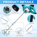 Cement Mixer Electric Concrete Mixer 2100W with 6 Adjustable Speed Handheld