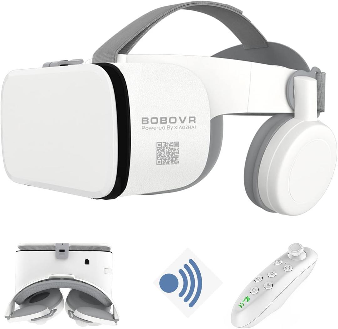 BOBOVR Z6 Virtual Reality Headset, 110°FOV Foldable Headphone IMAX VR Headset for 4.7-6.2 inch Full Screen Smartphone iOS/Android with Game Controller White
