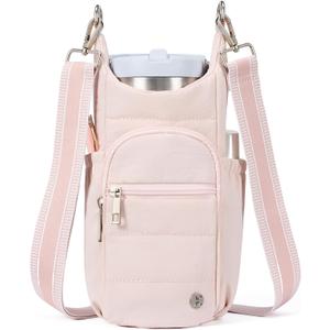 Telena Water Bottle Holder with Strap RFID Crossbody Bags for Women for Walking, Hiking, Cycling (Pink)