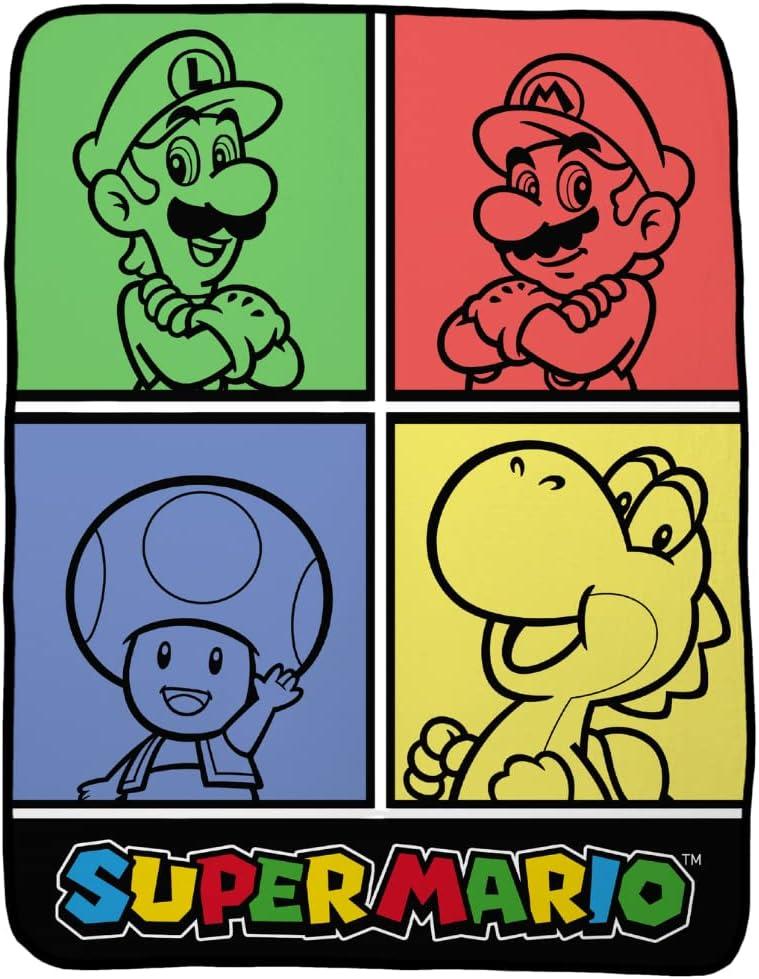 Super Mario Bedding Super Soft Micro Raschel Throw, 46 in x 60 in, (Official Licensed Product) by Franco Collectibles