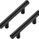 JOY DECOR 3 Pack Cabinet Handles, Black Cabinet Pulls, 2-1/2 in Hole Center Kitchen Hardware, Stainless Steel T Bar Handles for Dresser Drawers