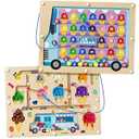 UMEREACT 2 in 1 Magnetic Color and Number Maze Double-Sided ABC Alphabet Puzzles Board Magnet Dinosaur Counting Maze Preschool Learning Montessori Education 3 4 5 Years Toys (Ice Cream, One Size)