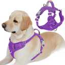 BARKBAY Dog Harness No Pull with ID Tag Pocket - Heavy Duty, Reflective, Easy Control for Large Dogs(Purple,L)