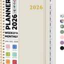 2026 Planner, Weekly and Monthly Calendar Planner Book, January 2026 - December 2026, Hardcover Spiral Planner with Monthly Tabs, Notes Pages, Perfect for Women & Men, A5 (6.4" x 8.5") - Beige