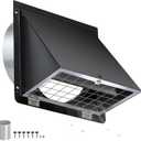 6 Inch Hooded Wall Vent with Mesh and Damper,6'' Exhaust Vent Cover,6in Dryer Vent Cover Outside Metal Wall Exhaust Duct Cap for Kitchen Range Hood/Bathroom Exhaust/Laundry-Galvanized Steel,Black