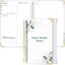 Undated Daily Monthly Planner for 2026 or Anytime - A5 To Do List with Hourly Schedule, Hardcover Spiral Bound Daily Planner to Increase Focus, Stylish School/Office Supplies, 5.8" x 8.5", Green Leaf