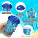 Yungyan 24 Sets Under the Sea Ocean Party Favors Goodie Cups with Lids and Straws for Birthday Decorations Reusable 16oz Plastic Candy Cups Plastic Straws for Birthday Party(Ocean Animals)