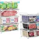 iSPECLE Deep Freezer Organizer Bins - Fit 10 to 20 Cu.FT Chest Freezer, 7 Pack Large Expandable Stackable Freezer Organizer Bins Sort Frozen Food Easy to Get Food from Bottom Better Ventilation, White