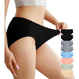 OLIKEME Women's Underwear Wicking Stretch Hipster Panties for Women Breathable Full Coverage No Show Underwear 6 Pack (X-Large-XX-Large, 02 Multicolor)