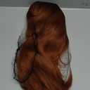 HAIRCUBE Long Wig with Bangs Synthetic Wavy Wigs for Women Auburn Color