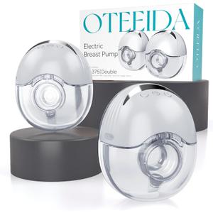 Hands Free Breast Pump Wearable MY-375 - Strong Suction, Low Noise, Wearable Breastfeeding Pump with 4 Mode &12 Levels, Portable Electric Breast Pump 24mm - 19/21/Insert/Flange, 2 Pack (White)