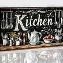 Farmhouse Kitchen Wall Art - Black Kitchen Sign Wall Decor, Vintage Rustic Kitchenware Canvas Art Print Pictures, Modern Kitchen Painting Framed Artwork for Country Dining Area Decoration 18x24 Inches