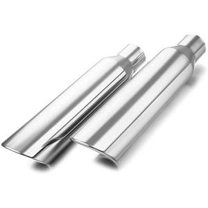 A-KARCK Exhaust Tip 2.5" Inlet 4" Outlet 2PCS, Polished 17" Long Exhaust Tailpipe Tip Stainless Steel Weld On Design