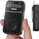 PRUNUS J-555 Pocket Radio AM FM USB-C Charging& Battery Operated, Excellent Reception& Clear Speaker and Headphone Jack, Back Clip, Flashlight, Transistor Radios, Portable Radios AM FM, Mini Radio