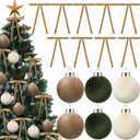 Brown Velvet Christmas Ornaments Set, 24 Pcs Christmas Tree Bows 5 x 7 Inch and 6 Pcs Small Velvet Christmas Balls for Door Wreath Decor Party Xmas Decorations