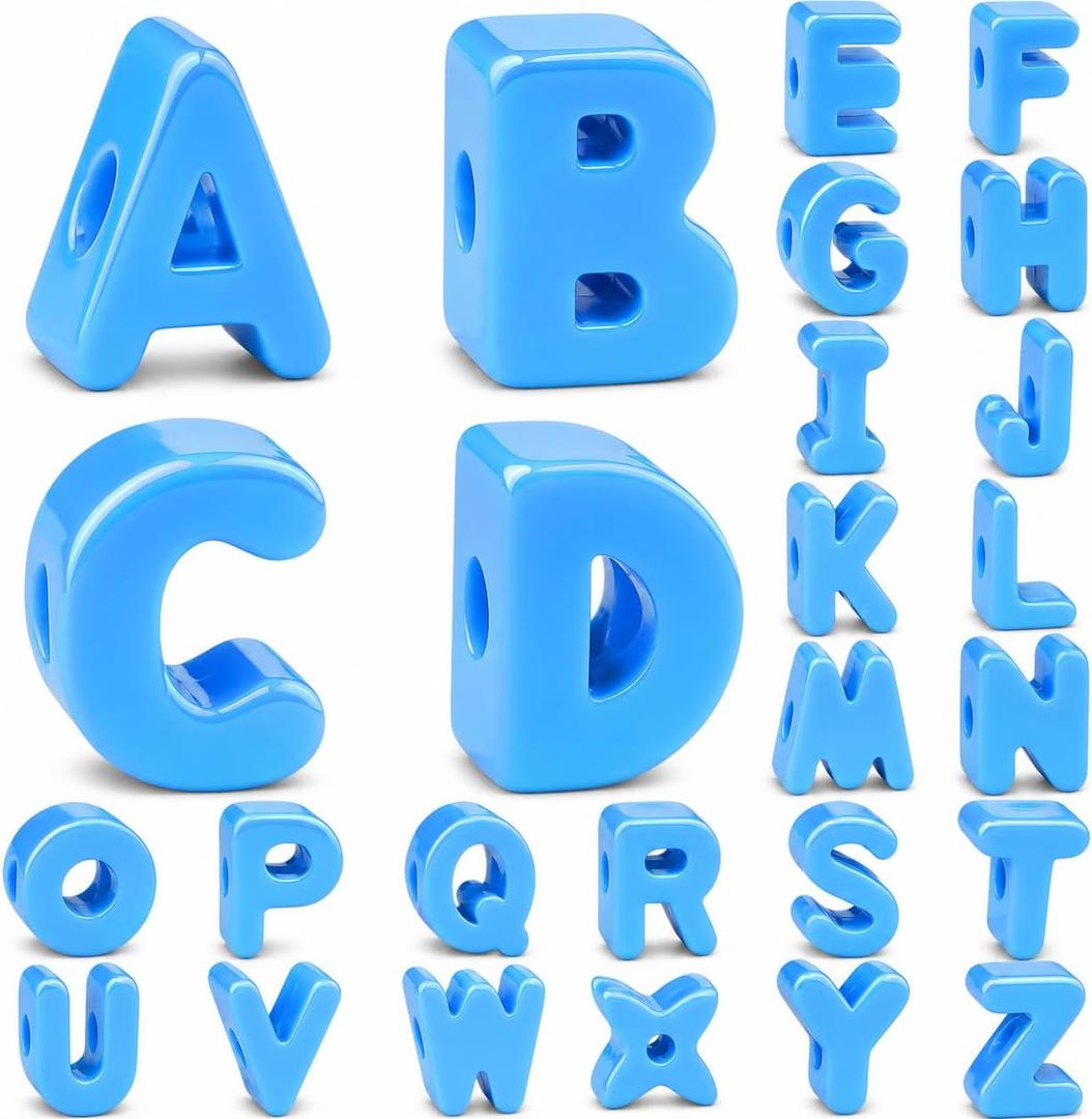DoDoBeads 26 Pcs 20mm Large Square Letter Beads, Cute Blue Big Alphabet Beads for Keychains, Jumbo Letter Charms for Bag Charm, Lanyards, Holiday Garlands, Big Bead for Home Decor Craft, Chunky Bubble 20mm