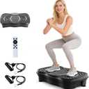 Vibration Plate Machine,180 Speeds Shake Plate for Lymphatic Drainage Weight Loss, Vibrating Fitness Platform 460LB Capacity Whole Body Workout with Bluetooth Home Exercise Gym Equipment for Women Men (Black)