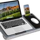LAPGEAR Home Office Lap Desk with Device Ledge, Mouse Pad, and Phone Holder - Pink - Fits up to 15.6 Inch Laptops -