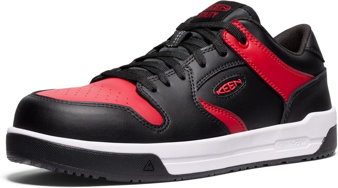KEEN Utility Men's Overton Low Height Composite Toe Lightweight Durable Work Sneakers (8.5) Salsa/Black