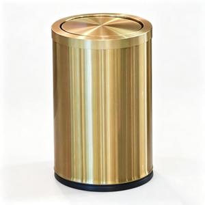 Brushed Gold Stainless Steel Trash Can 5 Gallon, Swing Lid Waste Bin