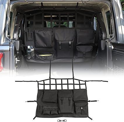 JeCar for Wrangler Rear Seat Divider Pet Net Dog Barrier Trunk Cargo Organizer Storage Accessories for 20072024 Jeep Wrangler JK JL (4Door Only)