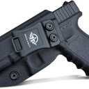 POLE.CRAFT IWB Kydex Holster Custom Fit: Glock 19 19X 25 44 45 (Gen 1 2 3 4 5) & Glock 23 32 (Gen 3 4) - Inside Waistband Carry - Adj. Cant Retention, Cover Mag-Button, No Wear, No Jitter (Black, Left Hand Draw (IWB))