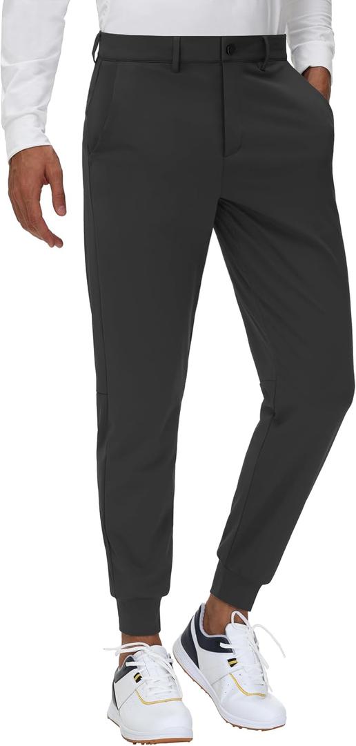 JWM Men's Stretch Golf Joggers Pants with Belt Loops - Special Size: 34 inch inseam Slim Fit Tapered Casual Business Travel Dress Work Sweatpants, Size: Large