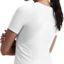 Breathable Workout Tops for Women Lightweight Athletic Short Sleeve Shirts Gym Outdoor Running Back Mesh and Curved Panel (US, Alpha, Large, Regular, White)