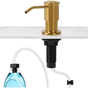 Soap Dispenser for Kitchen Sink, Brushed Gold Built in Soap Dispensers, Stainless Steel Sink Soap Dispenser or Lotion Dispenser Pump with 47" Extension Tube kit